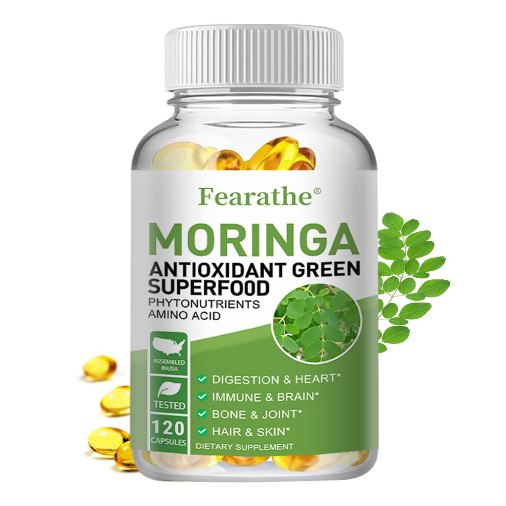 Moringa Leaf Powder - Органические капсулы Моринга 1000 мг, антиоксидантная