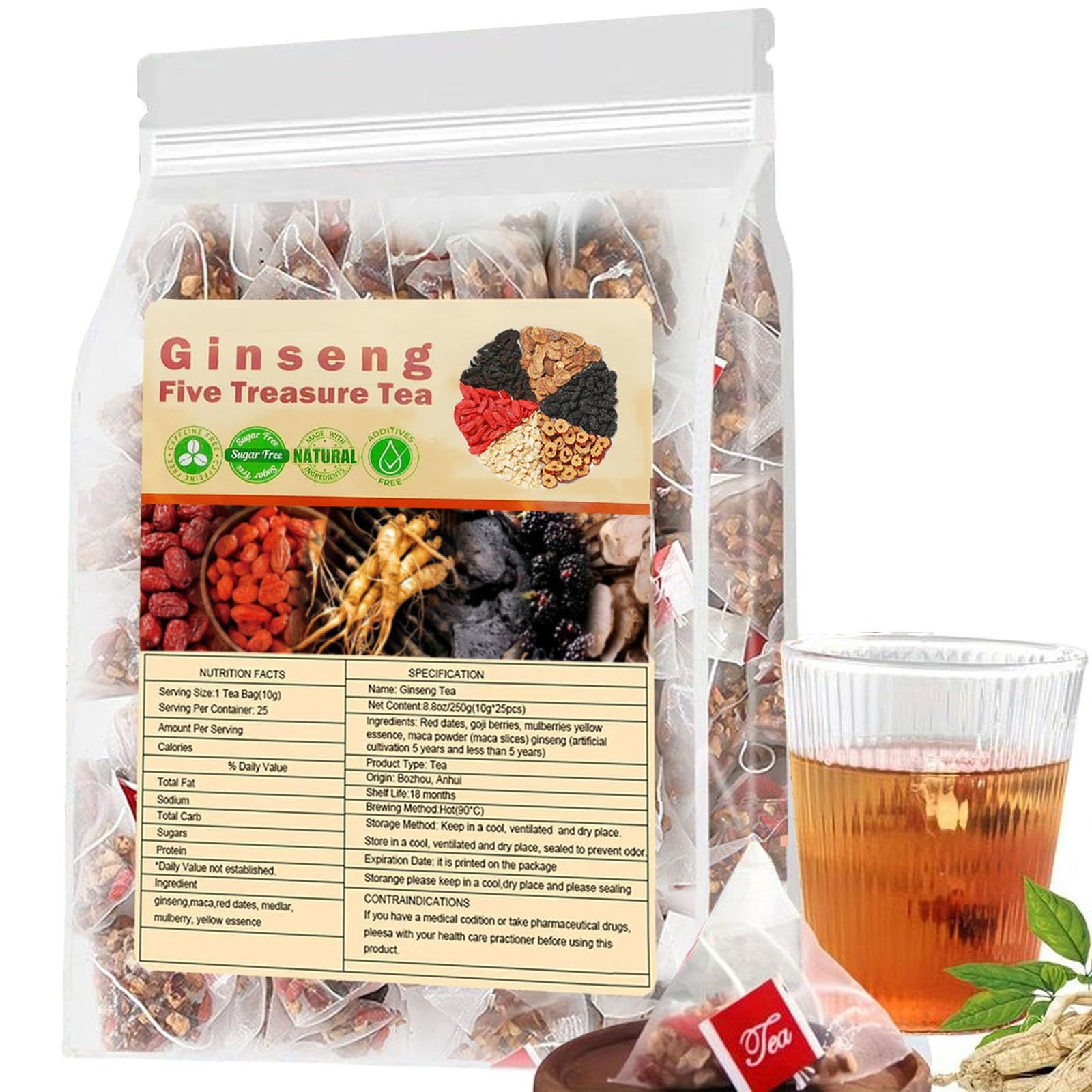 Herbal Wellness Tea - Чай с женьшенем и пятью сокровищами,