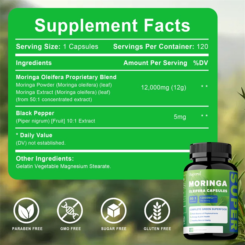 Капсулы с чистым порошком лист – обзор и цена Moringa Leaf Powder